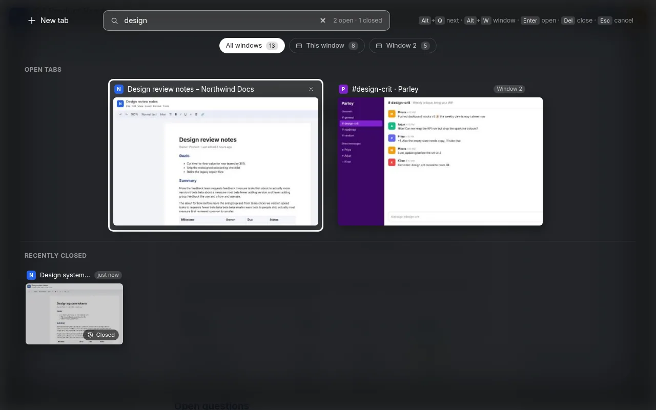 Searching tabs